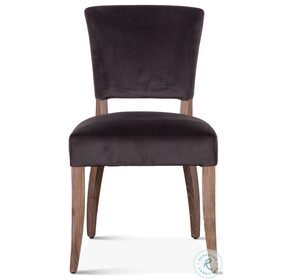 Portia Asphalt Gray Velvet With Whitewashed Leg Side Chair Set Of 2
