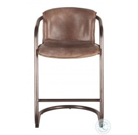 Chiavari Distressed Jet Brown Leather Counter Height Chair Set Of 2
