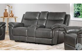 Ryland Gray Power Reclining Console Loveseat Power Footrest
