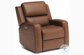 Linden Brown Leather Power Recliner With Power Headrest And Lumbar