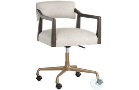 Keagan Saloon Light Grey Leather Adjustable Office Chair