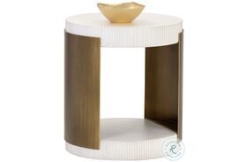 Cavette White And Brass End Table