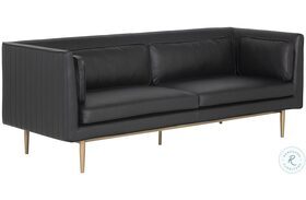 Batavia Vintage Black Faux Leather Sofa