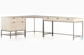 Trey Dove Poplar Desk With Filing Cabinet