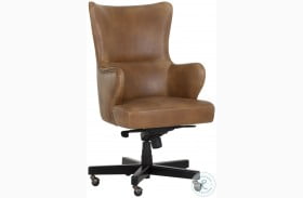 Hubert Tobacco Tan Faux Leather Adjustable Office Chair