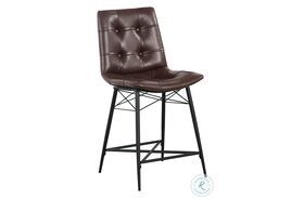 107860 Brown And Gunmetal Counter Height Stool Set Of 2