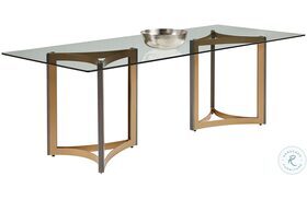Mendoza Gold And Gray 96" Rectangular Glass Dining Table