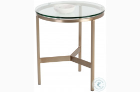 Flato Antique Brass And Clear Glass End Table