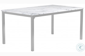 Athena Carrara Marble And Chrome Large Dining Table