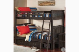 Highlands Harper Espresso Full Over Full Bunk Bed With Two Storage Units and Hanging Tray