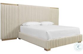 Tarrant Monument Oatmeal Wall Panel King Upholstered Platform Bed