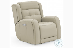Grant Beige Leather Power Gliding Recliner With Power Headrest And Footrest