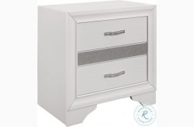 Luster White And Silver Glitter Nightstand