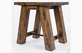 Cannon Valley Distressed Medium Brown Trestle End Table