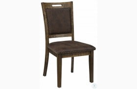 Cannon Valley Distressed Medium Brown Upholstered Side Chair Set of 2