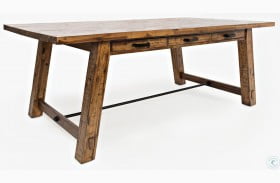 Cannon Valley Distressed Medium Brown Trestle Dining Table