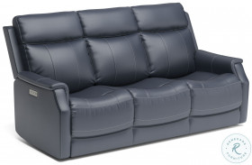 Easton Gray Leather Power Reclining Sofa With Power Headrest And Lumbar
