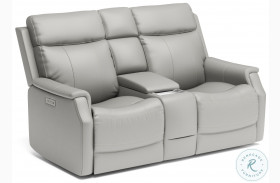 Easton Beige Leather Power Reclining Console Loveseat With Power Headrest And Lumbar