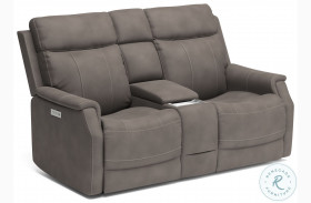 Easton Light Brown Power Reclining Console Loveseat With Power Headrest And Lumbar