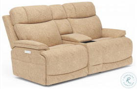 Logan Brown Power Reclining Console Loveseat With Power Headrest And Lumbar