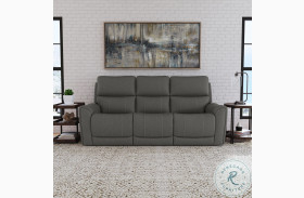 Carter Gray Power Reclining Console Sofa With Power Headrest And Lumbar