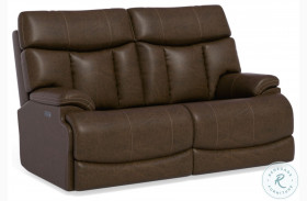 Clive 1594 Brown Power Reclining Loveseat With Power Headrest And Lumbar