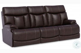 Clive 1595 Brown Leather Power Reclining Sofa With Power Headrest And Lumbar