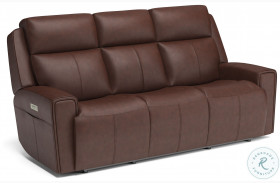 Barnett Light Brown Leather Power Reclining Sofa With Power Headrest And Lumbar