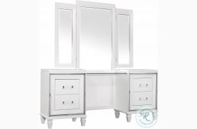 Tamsin White Metallic Vanity With Mirror