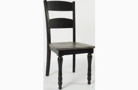 Madison County Vintage Black Ladder Back Side Chair Set of 2