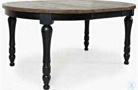 Madison County Vintage Black Round to Oval Extendable Dining Table