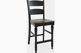 Madison County Vintage Black Ladder Back Counter Height Stool Set of 2