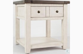 Madison County Vintage White End Table