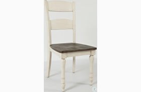 Madison County Vintage White Ladder Back Side Chair Set of 2