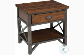 Holverson Rustic Brown And Gunmetal Nightstand