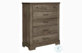 Cool Rustic Stone Grey 5 Drawer Chest