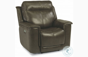 Miller Brown Leather Power Recliner With Power Headrest And Lumbar