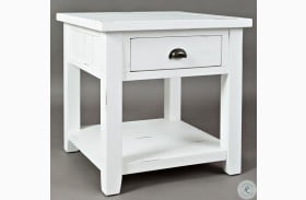 Artisans Craft Distressed Weathered White End Table