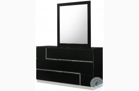 Lucca Black Lacquer Dresser and Mirror