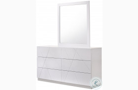 Naples White Lacquer Dresser and Mirror