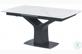 Fiori White Ceramic and Black Extendable Dining Table