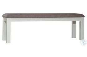 Brook Bay Textured White With Carbon Gray Upholstered Dining Bench