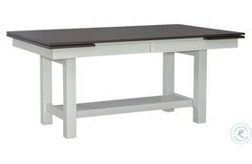 Brook Bay Textured White With Carbon Gray Trestle Extendable Dining Table
