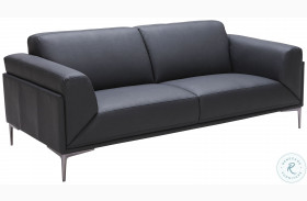 Knight Black Leather Sofa