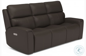 Jarvis Mocha Leather Power Reclining Sofa With Power Headrest And Footrest