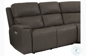 Jarvis Mocha Leather LAF Power Reclining Loveseat With Power Headrest And Footrest