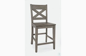 Outer Banks Driftwood Gray Cross Back Counter Height Stool Set of 2