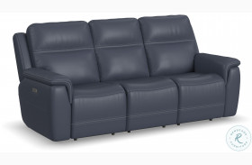 Sawyer Dark Gray Leather Power Reclining Sofa With Power Headrest And Lumbar