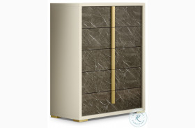 Sonia Pearl And Grey Marble Look Chest With Gold Accents