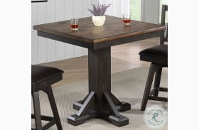 Ashford Black And Rustic Walnut Square Counter Height Pub Table